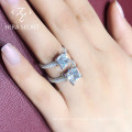 Chic princess cut fancy pink diamond ring women jewelry with CVD CZ Moissanite
